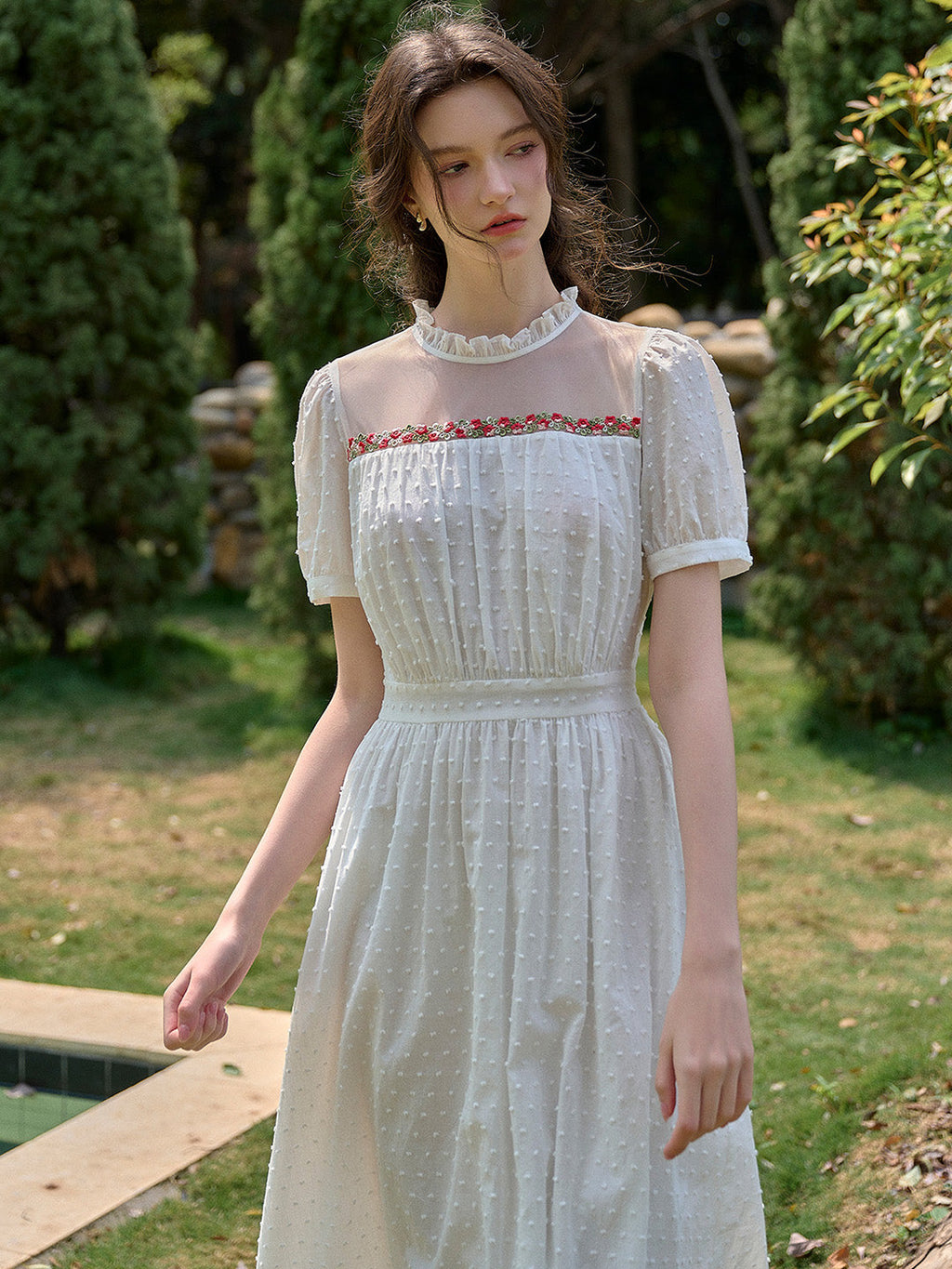 【Final Sale】Sabrina Ruffle Neck 100% Cotton Dress