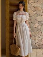 【Final Sale】Sabrina Ruffle Neck 100% Cotton Dress