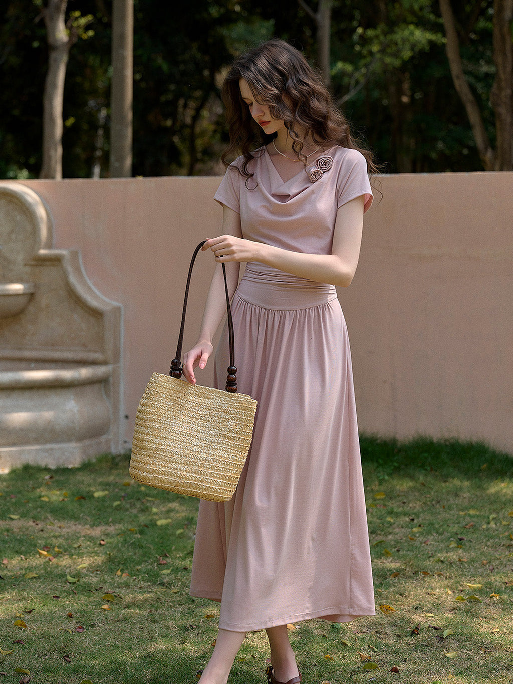 Briar Cowl Neck 3D Rose Dress