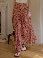 Elena Wave Edge Plaid Skirt