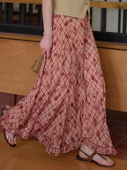 Elena Wave Edge Plaid Skirt