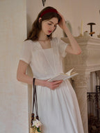 May Square Neck Embroidery 100% Cotton Dress