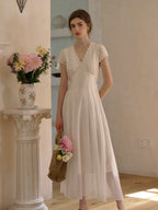 Reagan Wavy V-Neck Jacquard Lyocell Dress