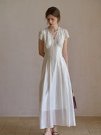 Reagan Wavy V-Neck Jacquard Lyocell Dress