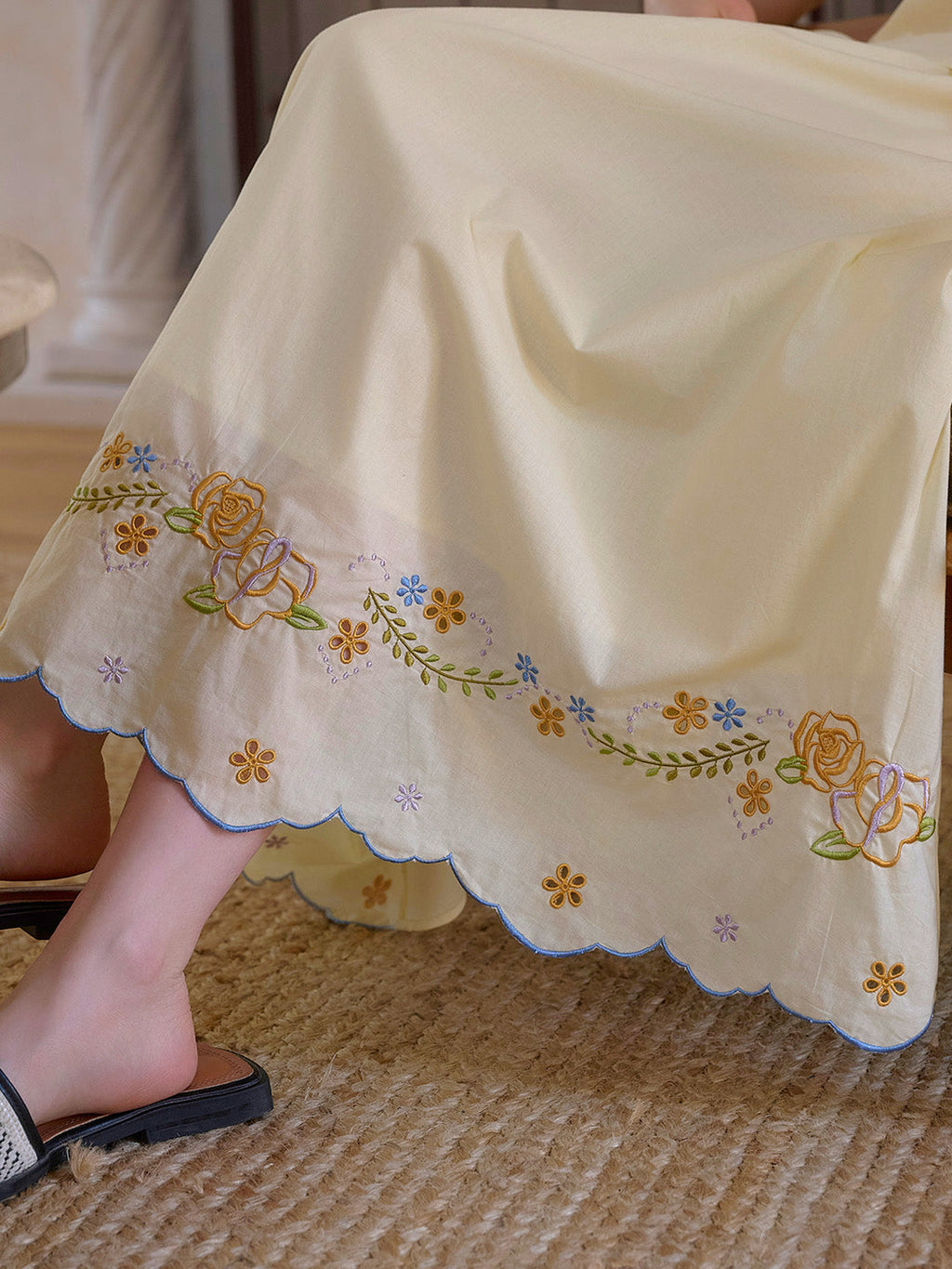 Ashley Floral Embroidery 100% Cotton Skirt
