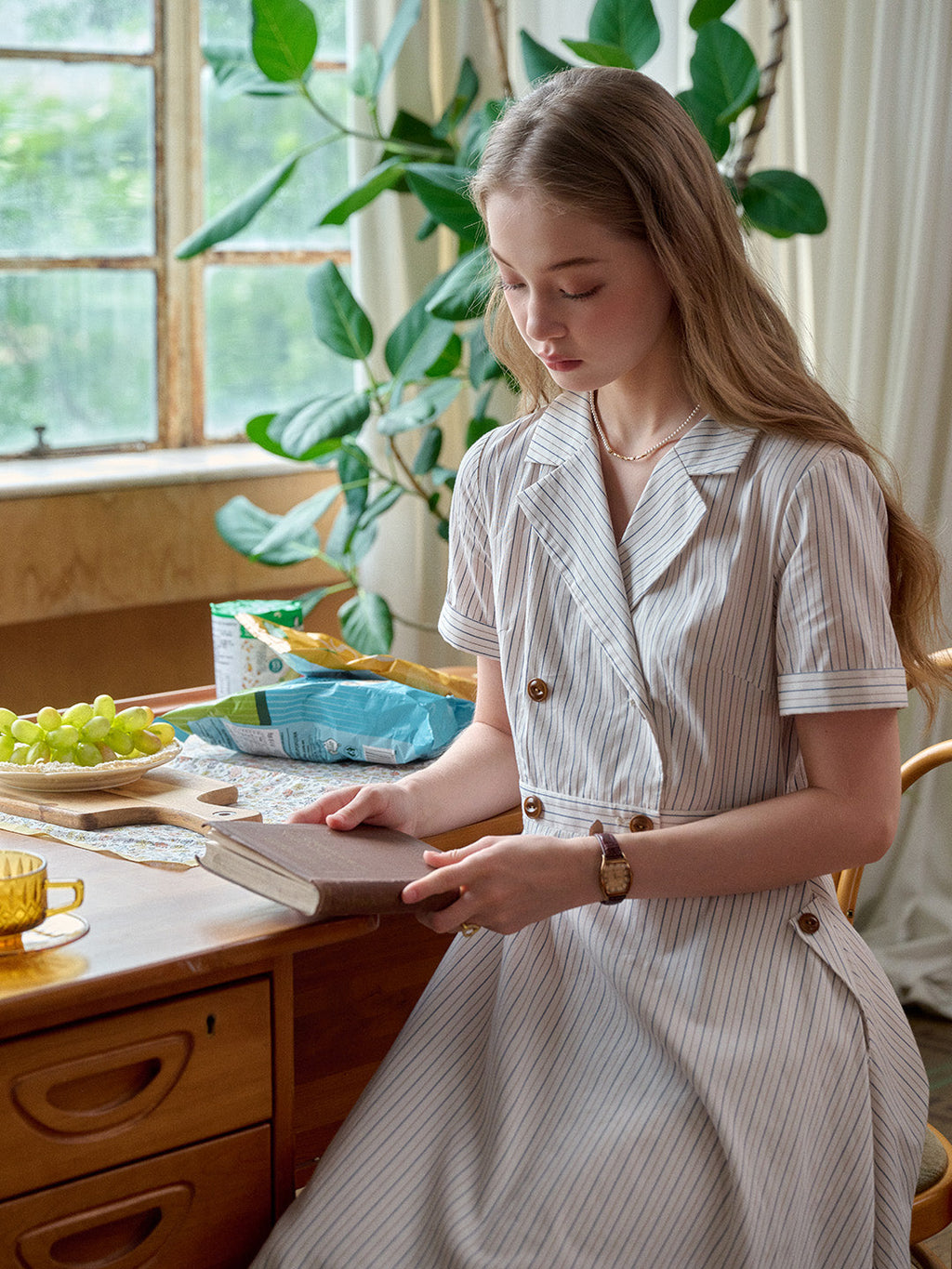 Catalina V-Neck French Stripes Dress
