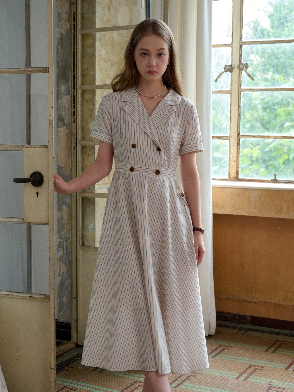 Catalina V-Neck French Stripes Dress
