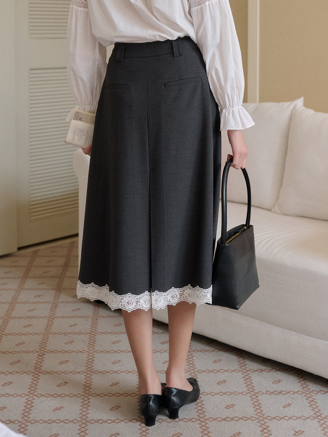 【Final Sale】Saige Pleated Lace A-Line Skirt