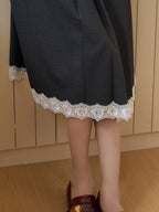 【Final Sale】Saige Pleated Lace A-Line Skirt