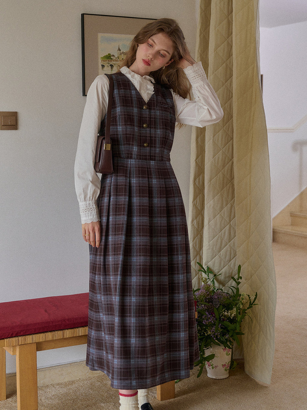 Kinley V-Neck Plaid Dress