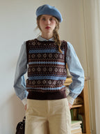 Iyla Round Neck Fair Isle Knitwear Vest