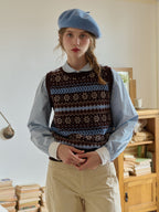 Iyla Round Neck Fair Isle Knitwear Vest