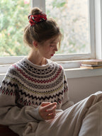 Aliza Round Neck Fair Isle 100% Wool Sweater