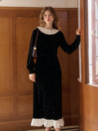 Milan Round Neck Beading Velvet Dress