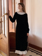 Milan Round Neck Beading Velvet Dress