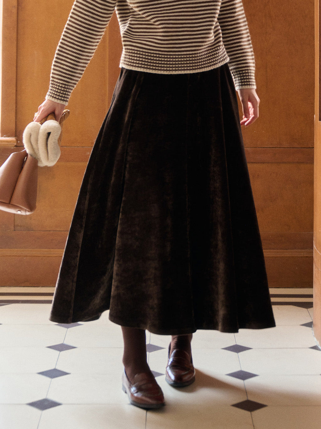 Goldie A-Line Velvet Skirt