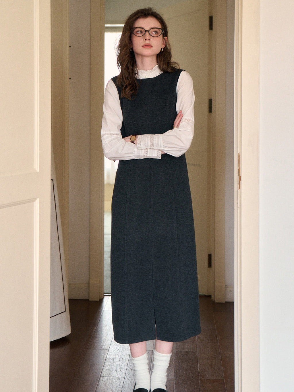 Emmie V-Neck Wool Sleeveless Dress