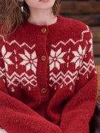 Cleo Round Neck Jacquard Cardigan