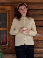 Araceli Round Neck 100% Wool Cardigan