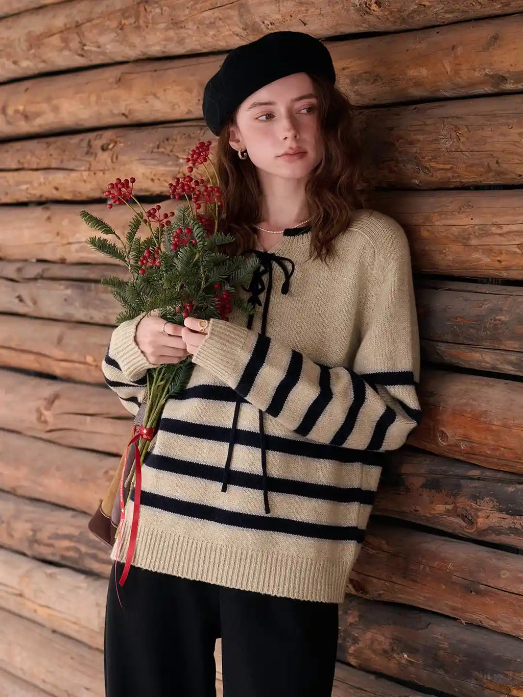 Emberlynn Round Neck Stripe Sweater