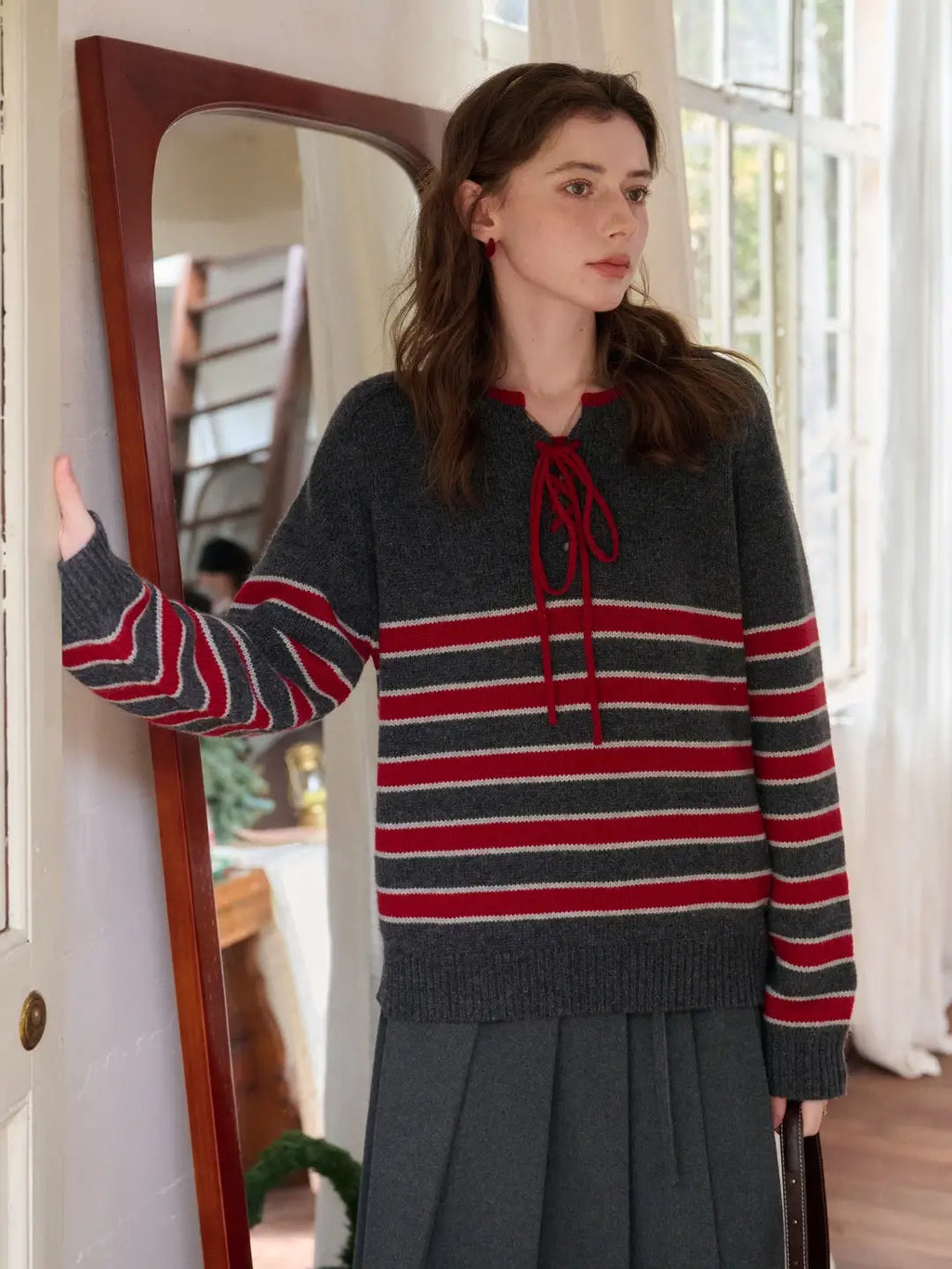Emberlynn Round Neck Stripe Sweater