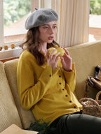 Araceli Round Neck 100% Wool Cardigan