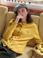 Araceli Round Neck 100% Wool Cardigan