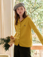 Araceli Round Neck 100% Wool Cardigan