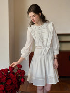 Lucille Victorian Long Sleeve White Dress
