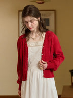 Amira Wave V-neck Cotton Knitted Cardigan