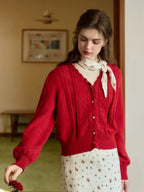 Amira Wave V-neck Cotton Knitted Cardigan