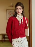 Amira Wave V-neck Cotton Knitted Cardigan
