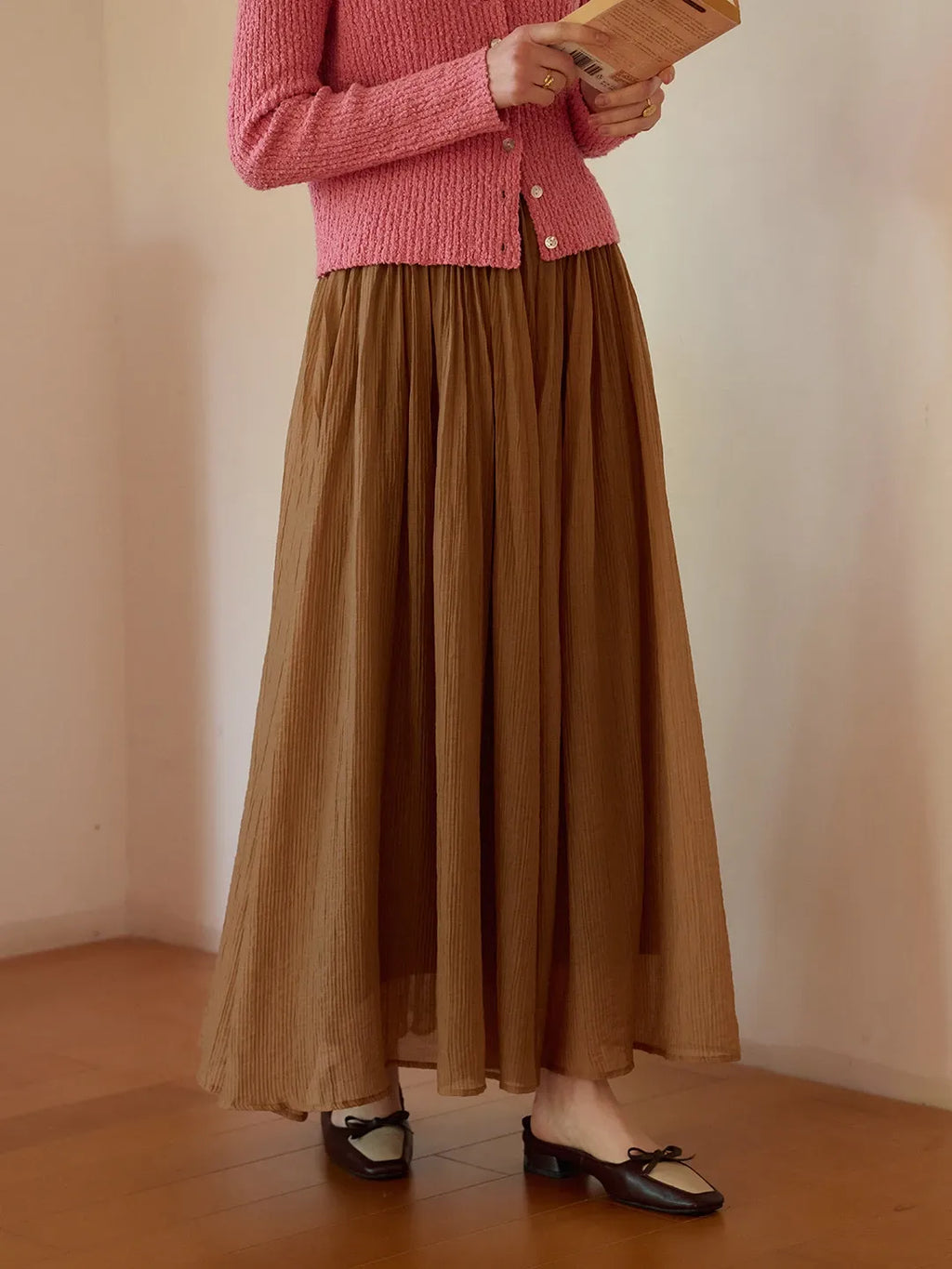 Harlee Flowy Pleated Lyocell Skirt