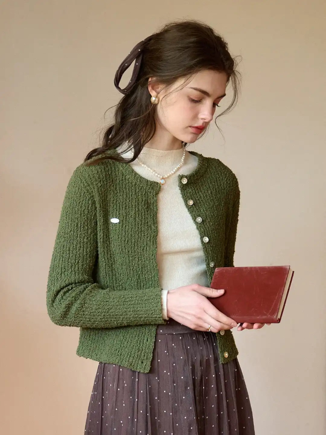 Magdalena Round Neck Cotton Cardigan