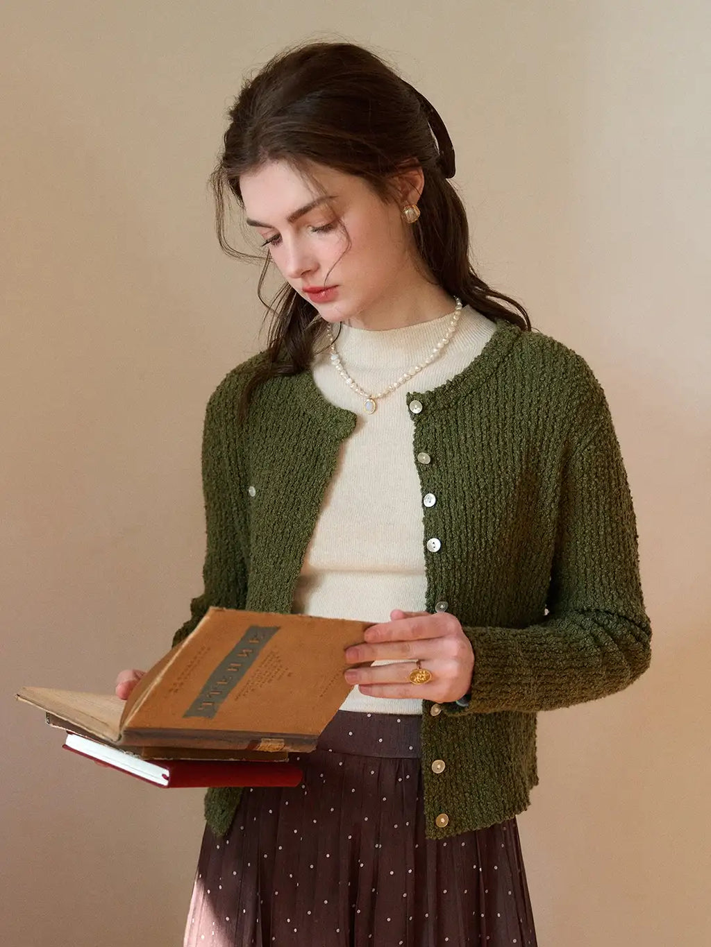 Magdalena Round Neck Cotton Cardigan
