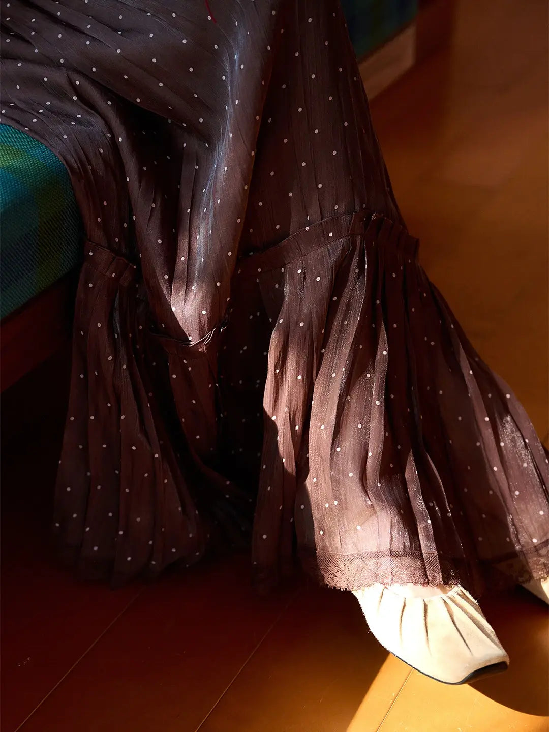 Braelyn Pleated Dots Skirt