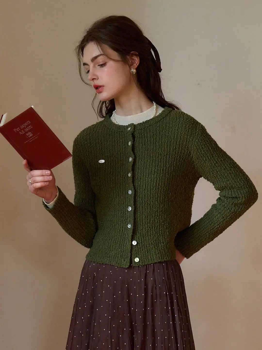Magdalena Round Neck Cotton Cardigan