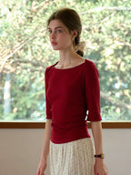 Bria Straight Neck Waist Blouse
