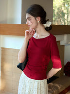 Bria Straight Neck Waist Blouse