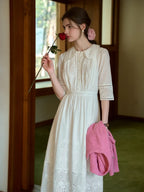 Jana Peter Pan Collar Hollow Cotton Dress