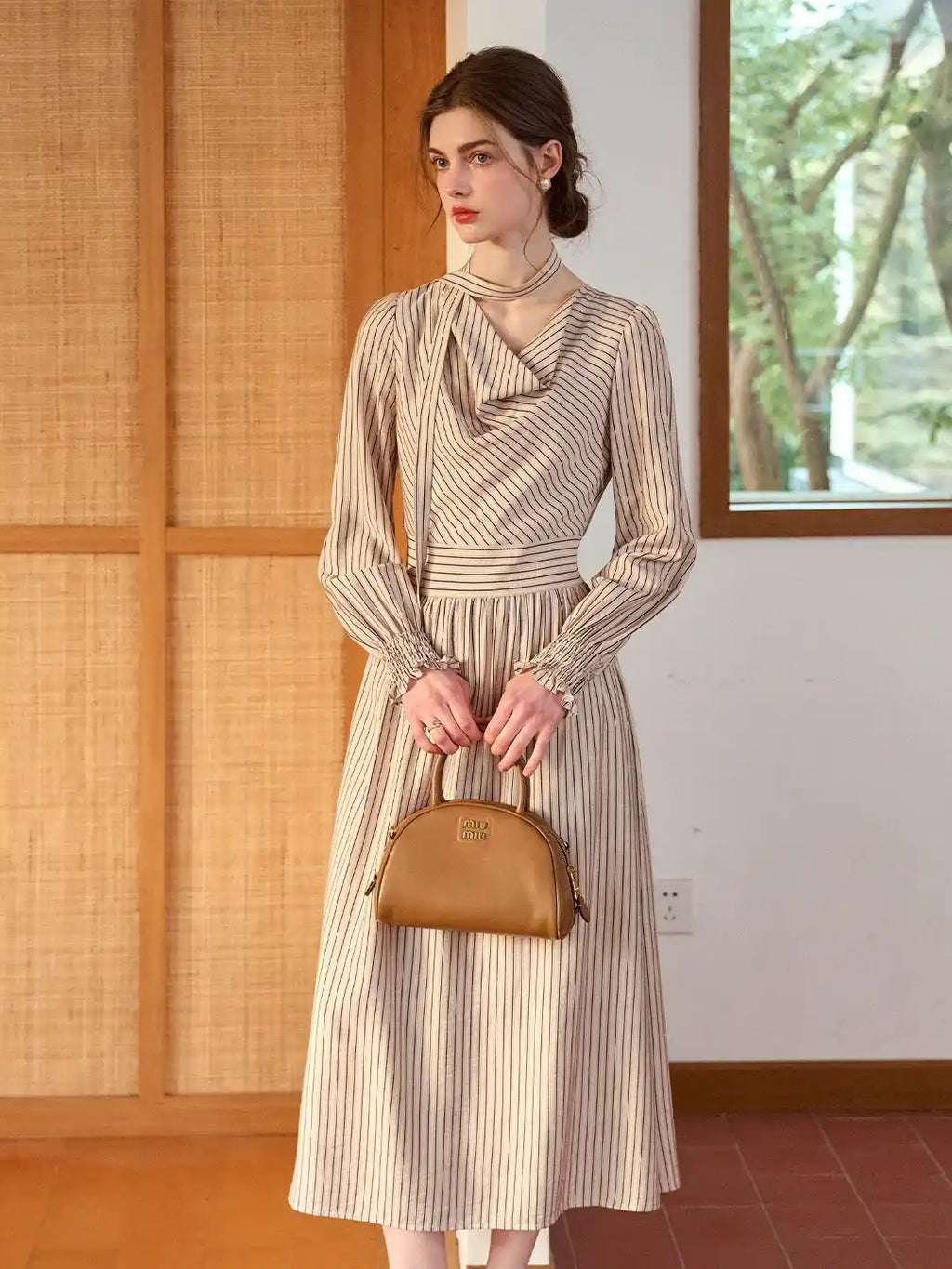 Janlisa Cowl Neck Stripe Dress