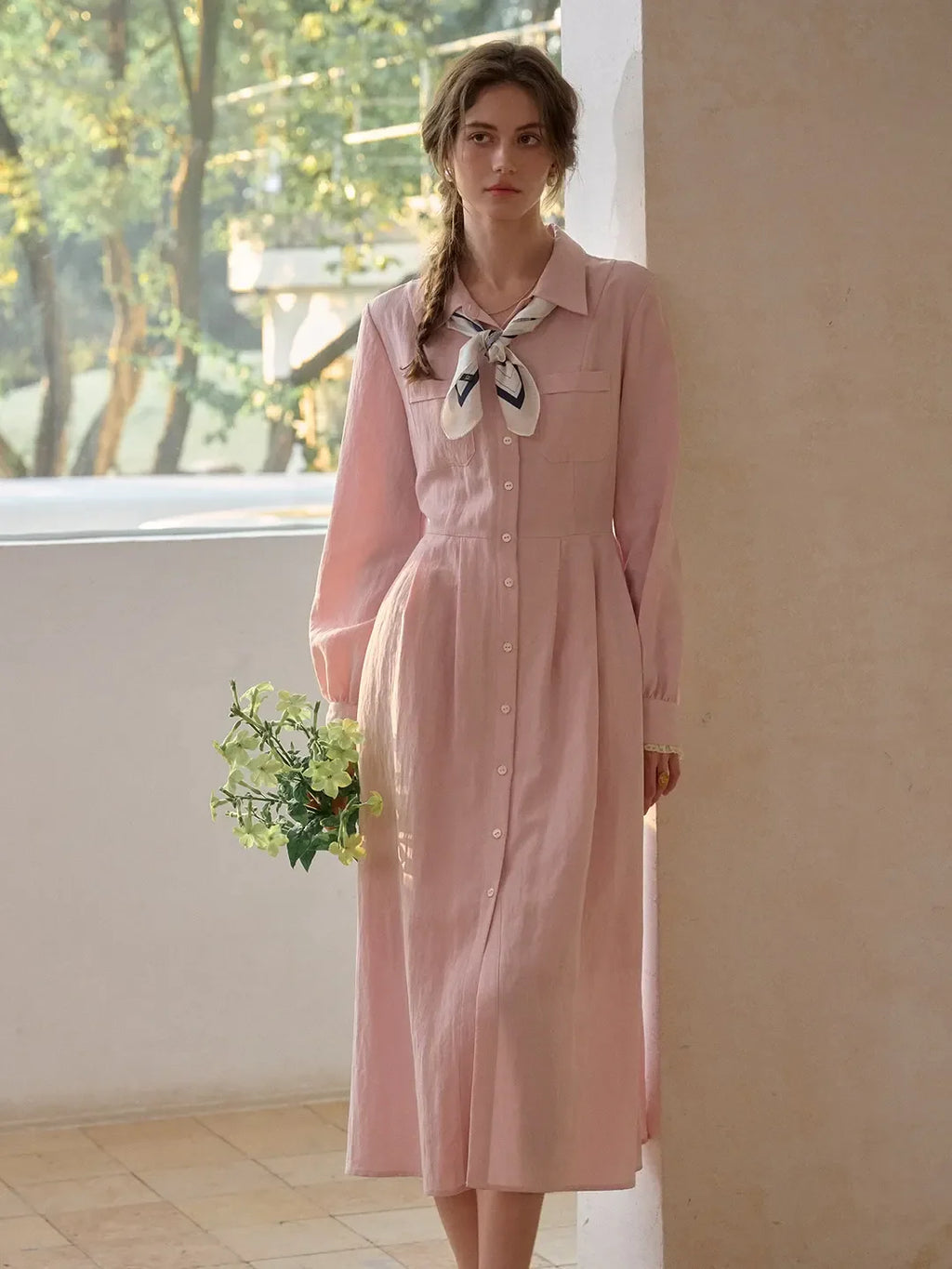 Kamiyah Lapel Button Dress