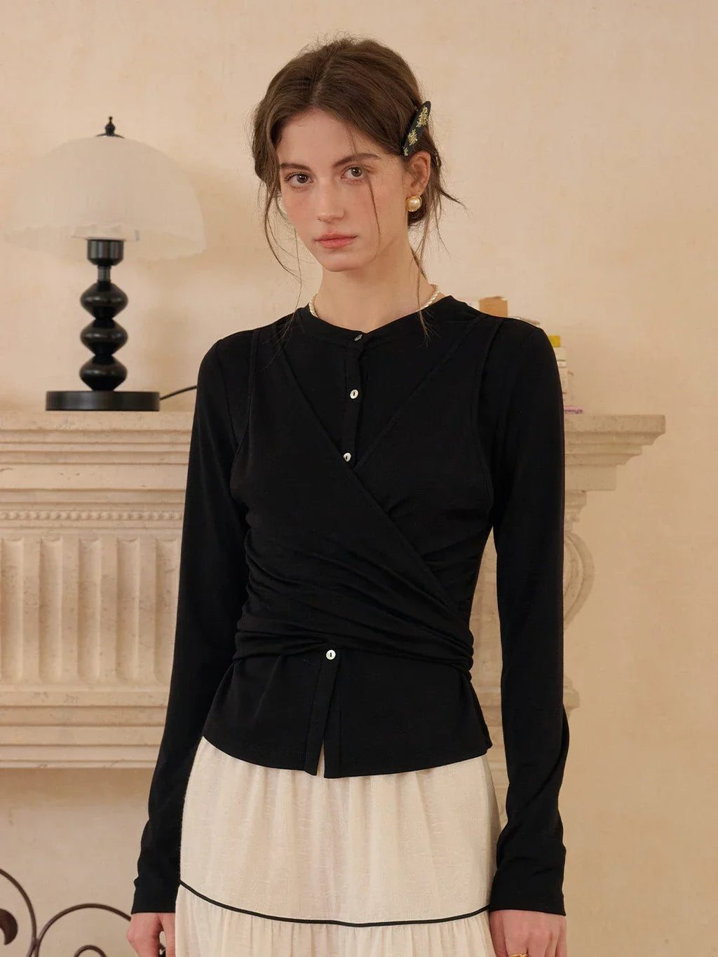 Zhuri Round Neck Wool Cardigan