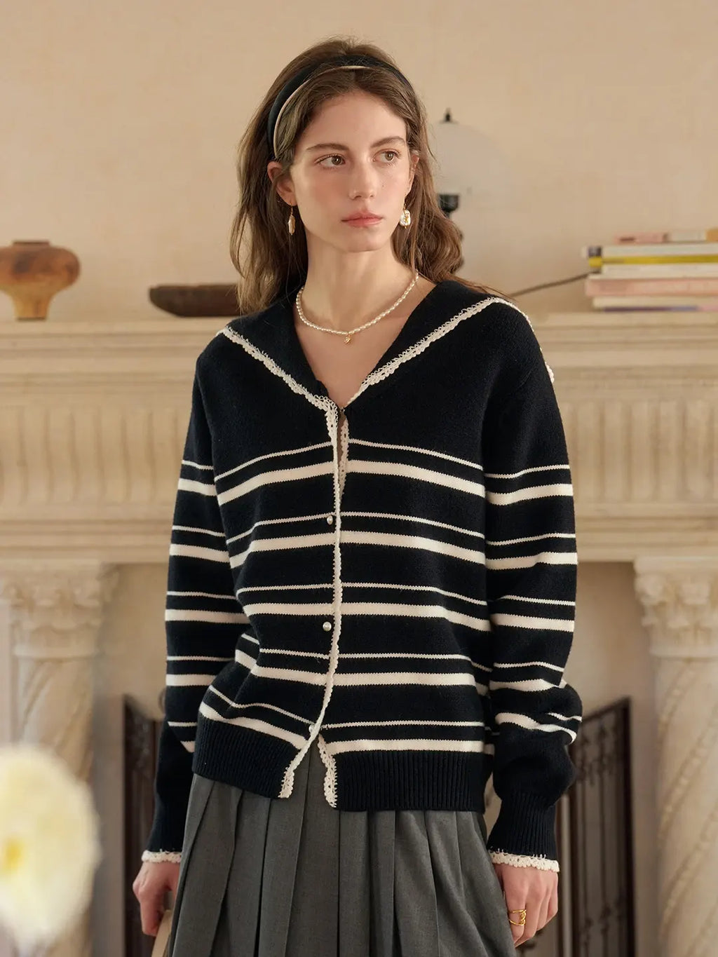 Stormi V-Neck Stripe Cardigan