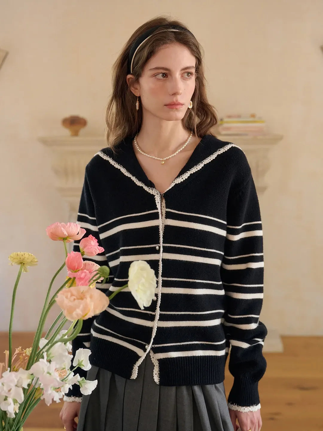 Stormi V-Neck Stripe Cardigan
