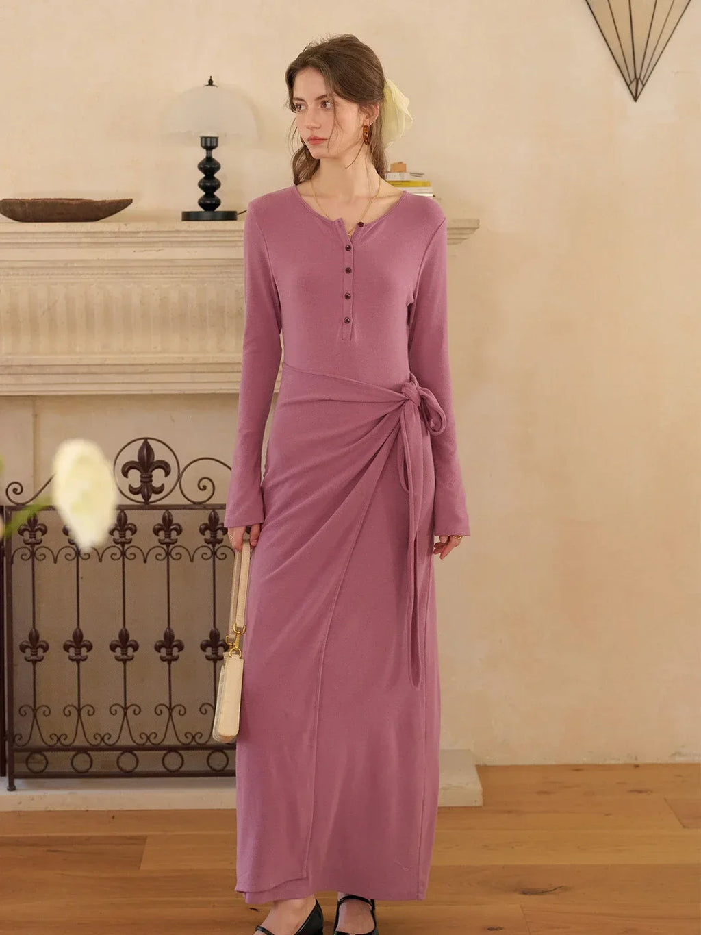 Cielo Rounc Neck Knot Dress