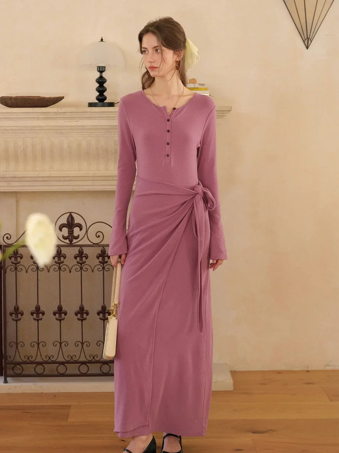 Cielo Rounc Neck Knot Dress