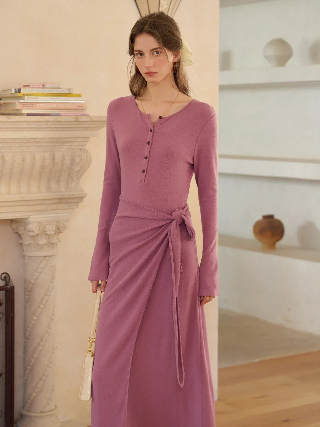 Cielo Rounc Neck Knot Dress