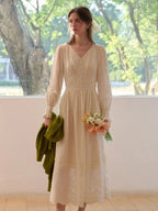 Rosalina V-Neck Embroidery Cotton Dress