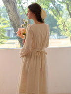Rosalina V-Neck Embroidery Cotton Dress